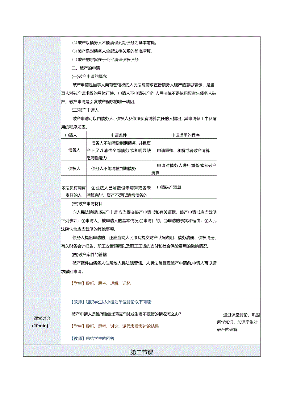 《经济法基础》教案第17课破产的申请和受理.docx_第2页