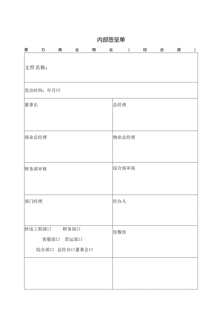 物业公司内部签呈单.docx_第1页