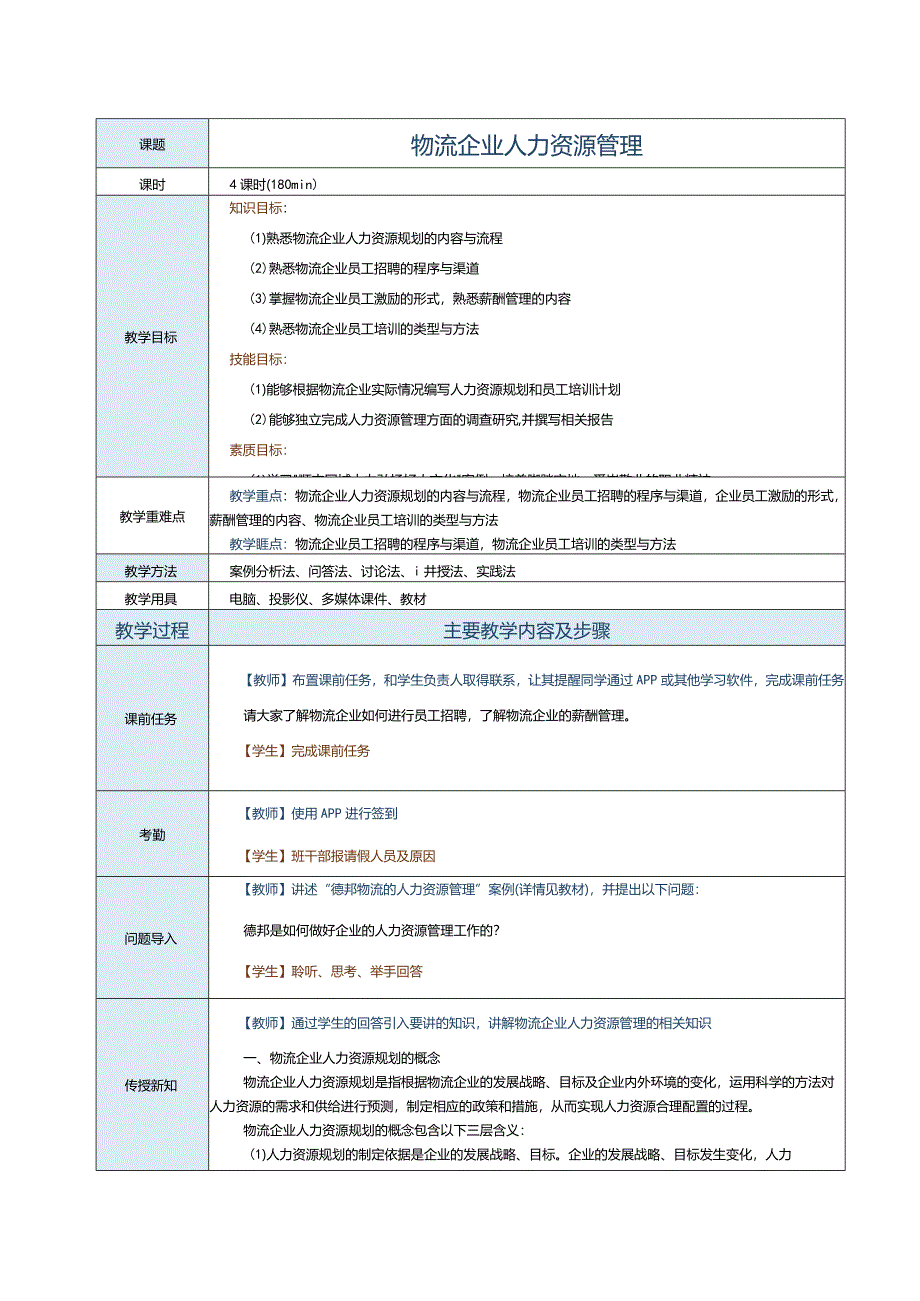 《现代物流企业管理》教案第四章物流企业人力资源管理.docx_第1页