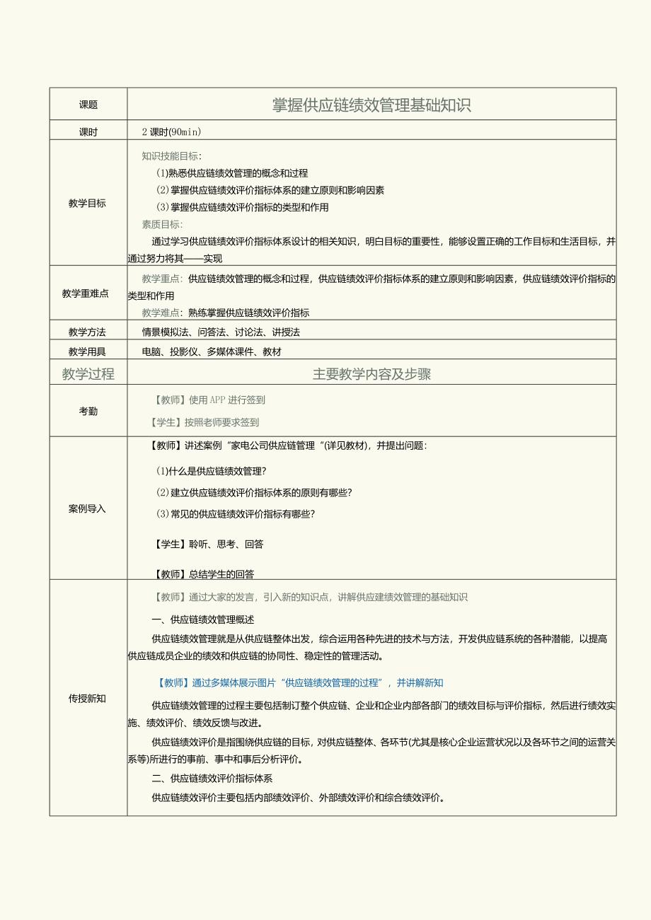 《现代供应链管理实务》教案第21课掌握供应链绩效管理基础知识.docx_第1页