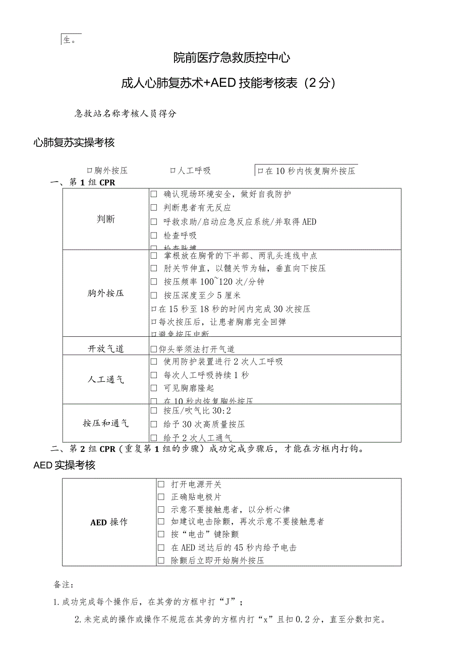 院前急救技能考核评分表.docx_第2页