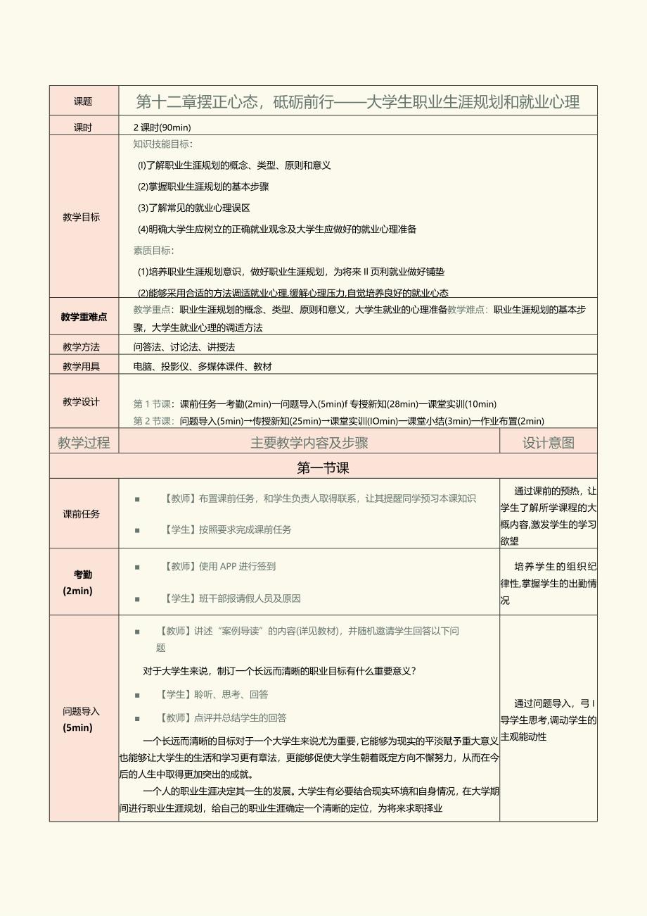 《大学生心理健康教育》教案第12章摆正心态砥砺前行——大学生职业生涯规划和就业心理.docx_第1页