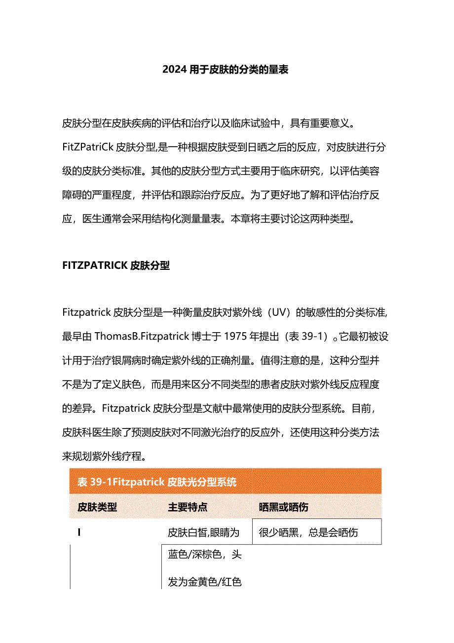 2024用于皮肤的分类的量表.docx_第1页