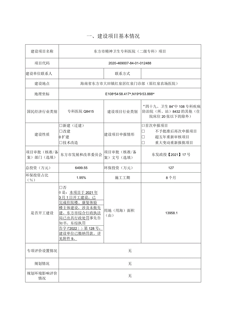 东方市精神卫生专科医院（二级专科）项目环评报告.docx_第2页