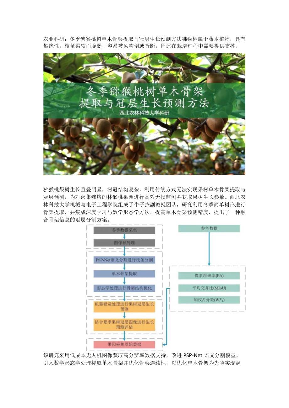 【农业科研】冬季猕猴桃树单木骨架提取与冠层生长预测方法.docx_第1页