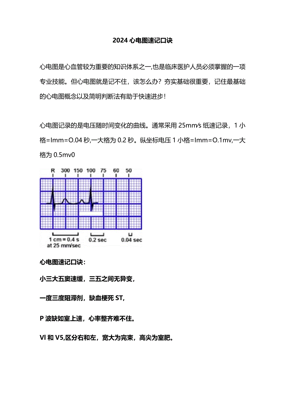 2024心电图速记口诀.docx_第1页