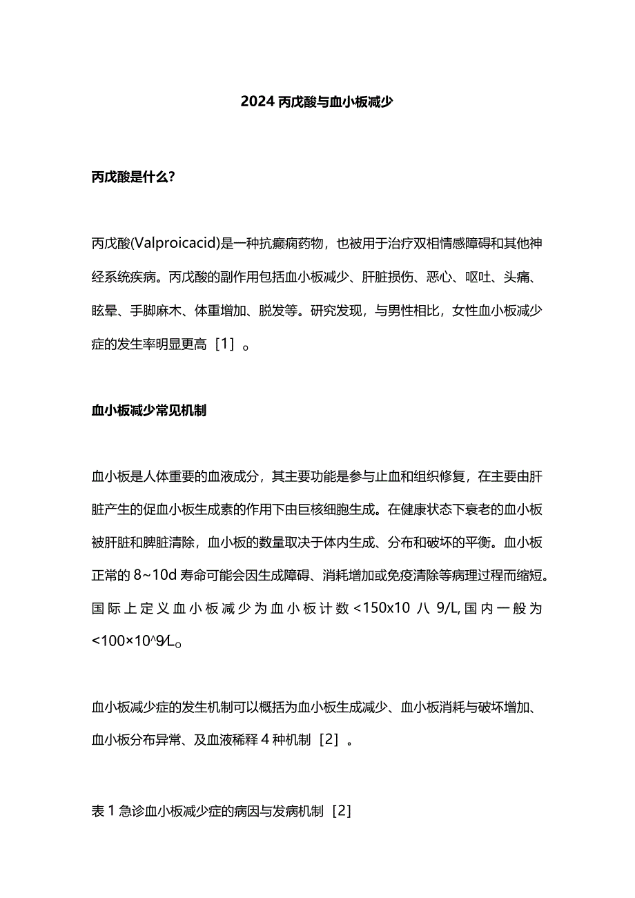 2024丙戊酸与血小板减少.docx_第1页