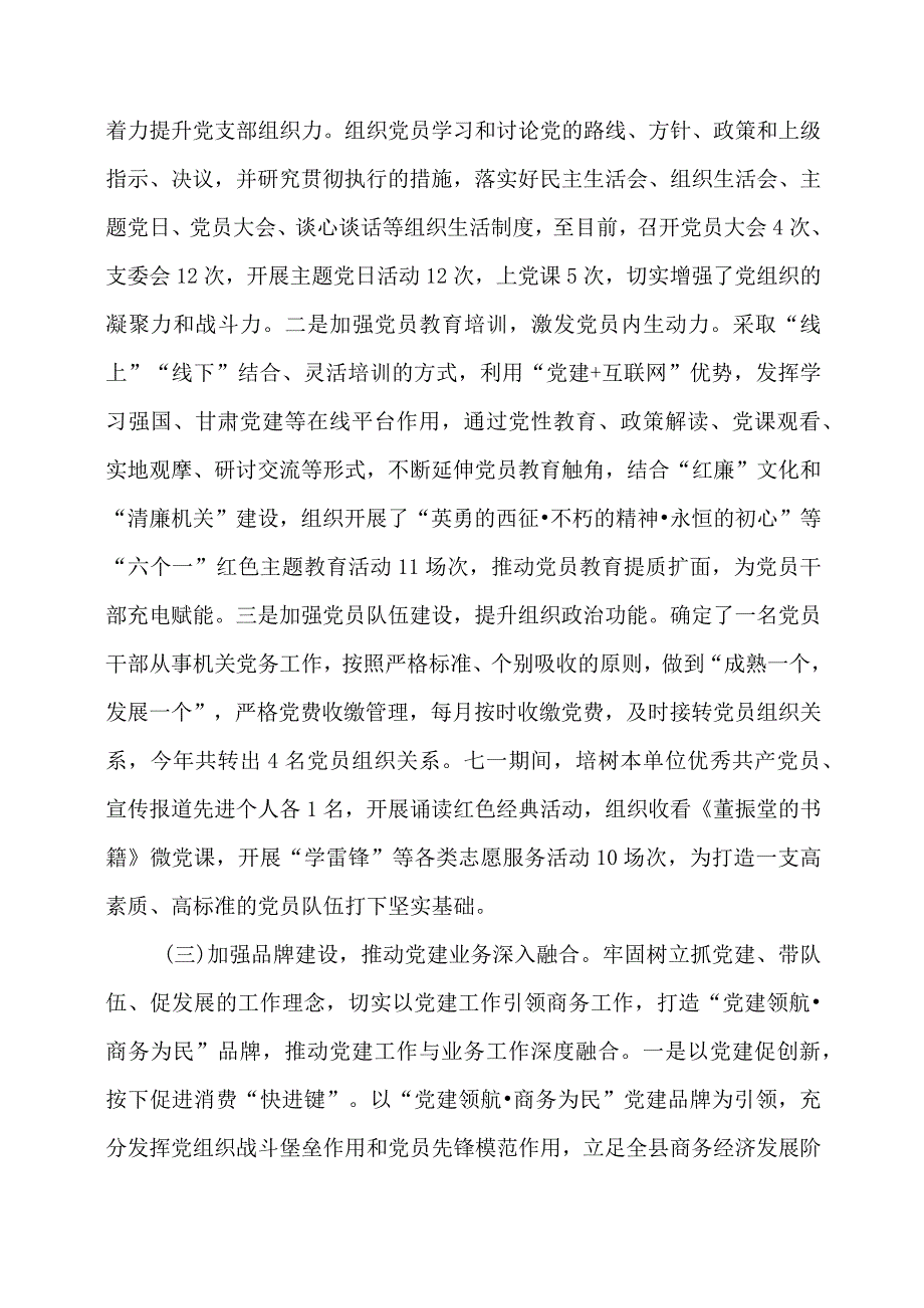 【工作总结】商务局党支部党建工作总结.docx_第2页