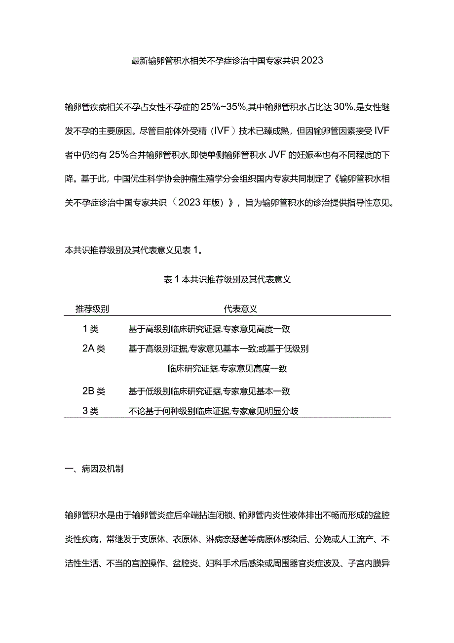 最新输卵管积水相关不孕症诊治中国专家共识2023.docx_第1页