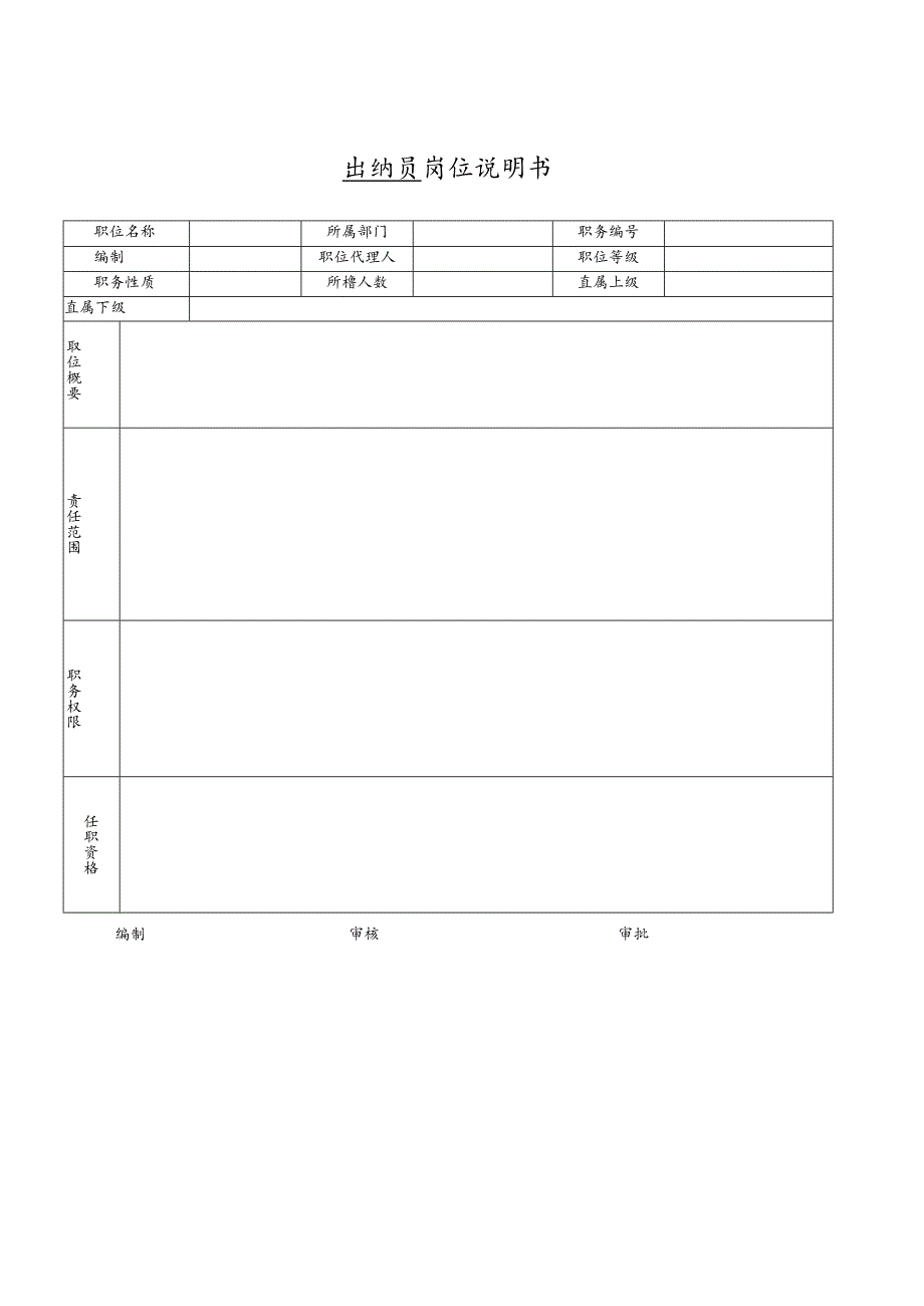 空白-出纳员岗位说明书.docx_第1页