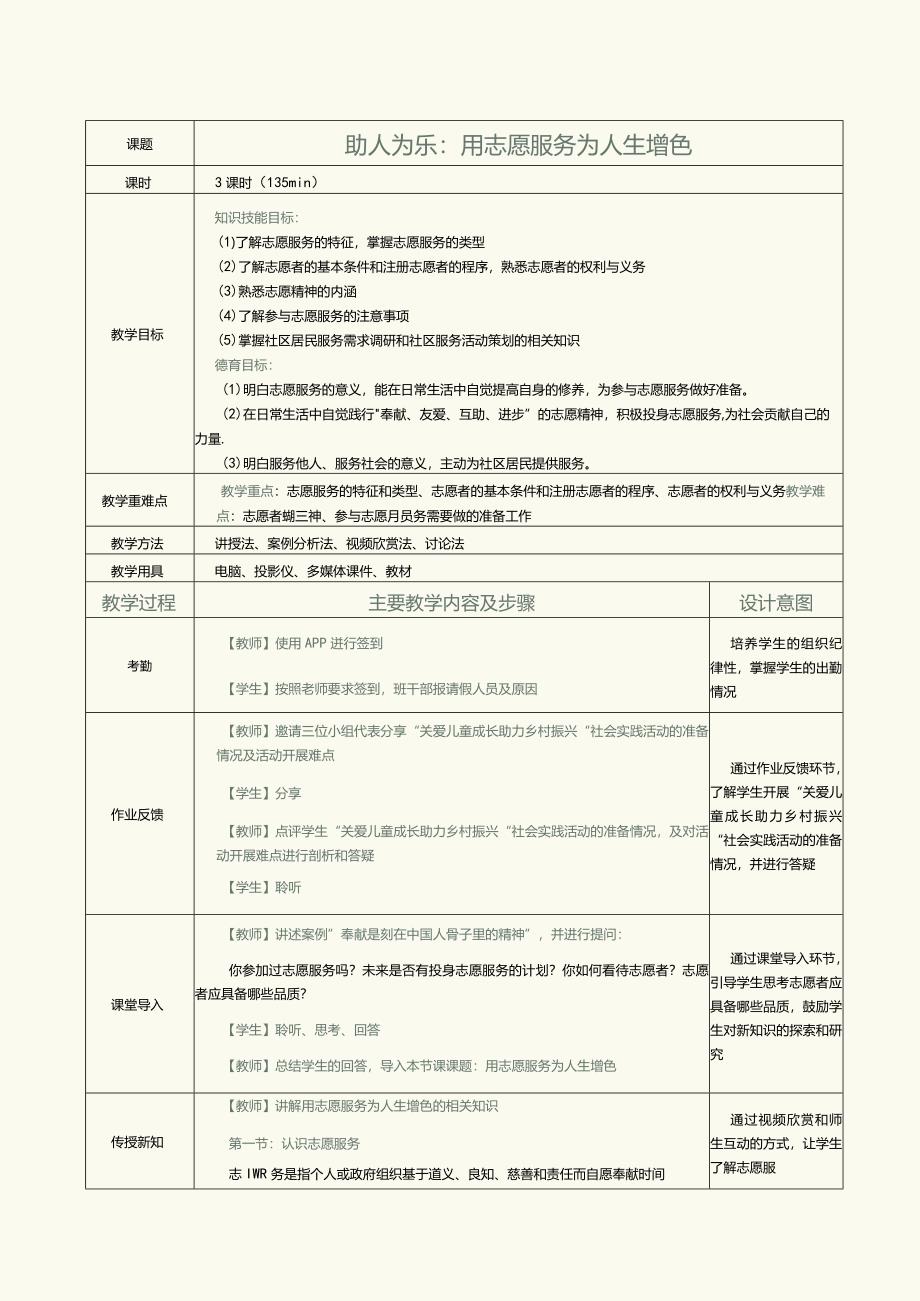 《新时代劳动教育教程》教案第11课助人为乐：用志愿服务为人生增色.docx_第1页