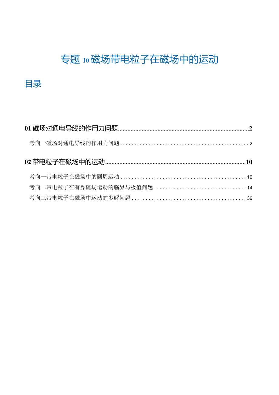 专题10磁场带电粒子在磁场中的运动（练习）（解析版）.docx_第1页