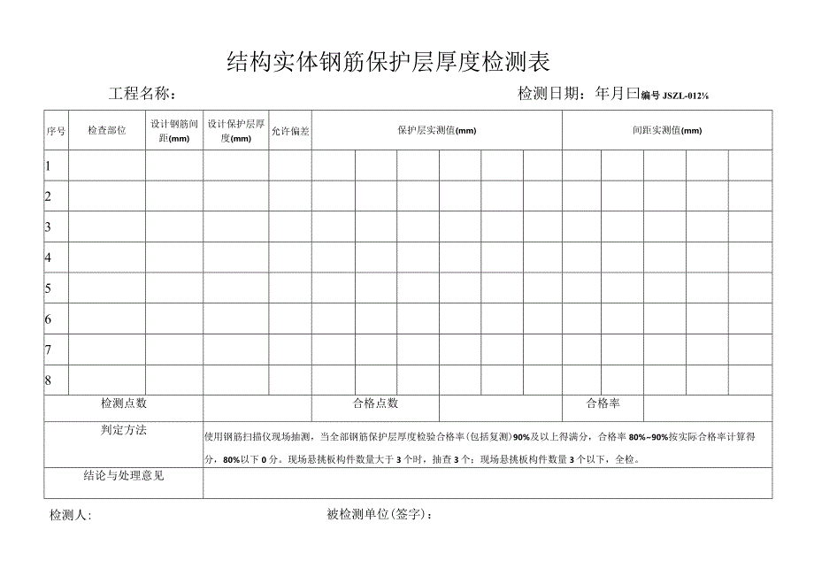 结构实体钢筋保护层厚度检测表.docx_第1页