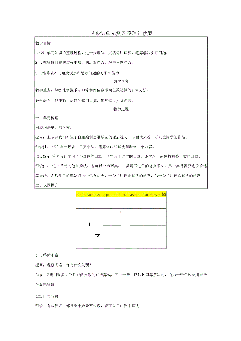 《乘法单元复习整理》教案.docx_第1页