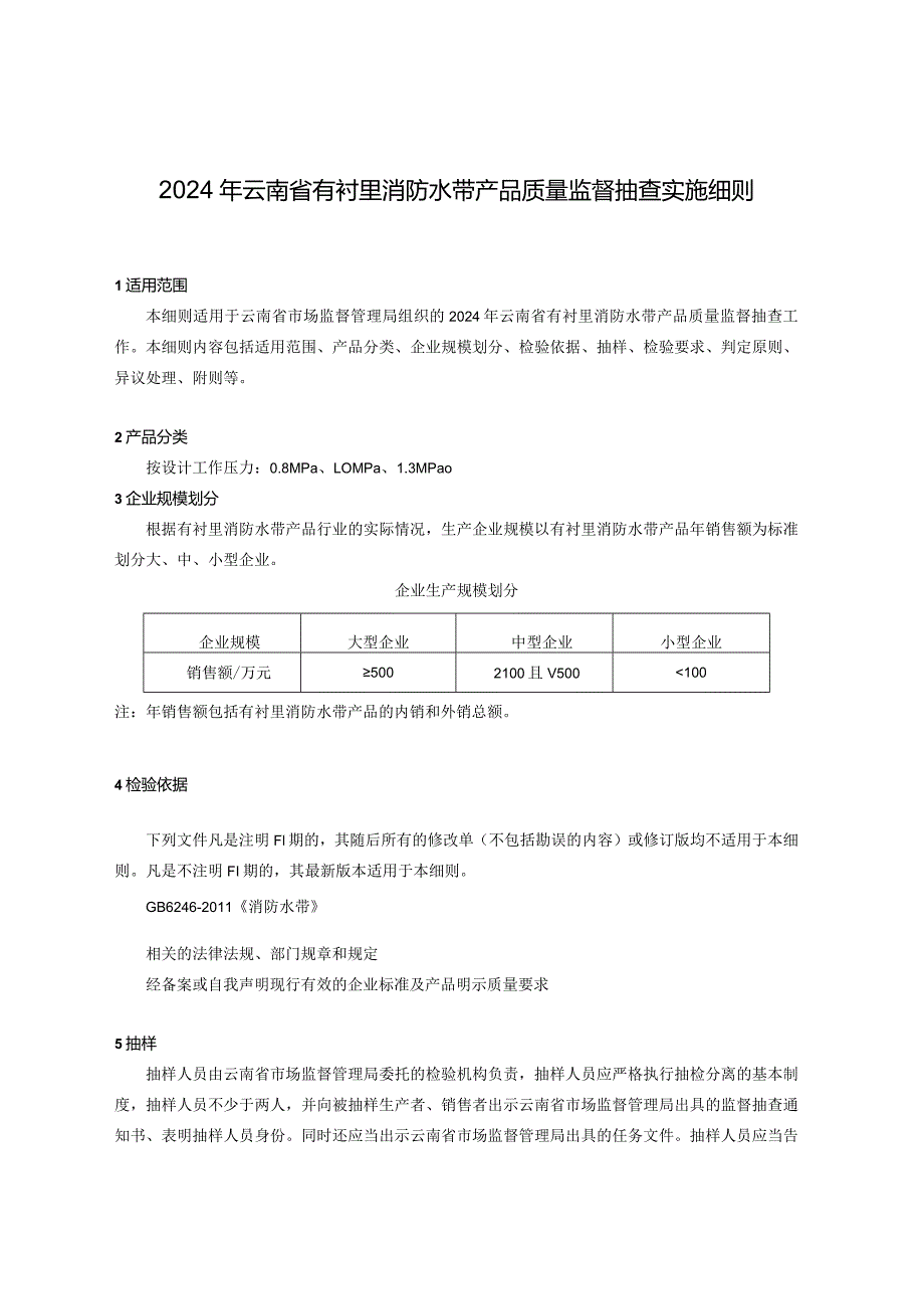 9.2024年云南省有衬里消防水带产品质量监督抽查实施细则.docx_第1页