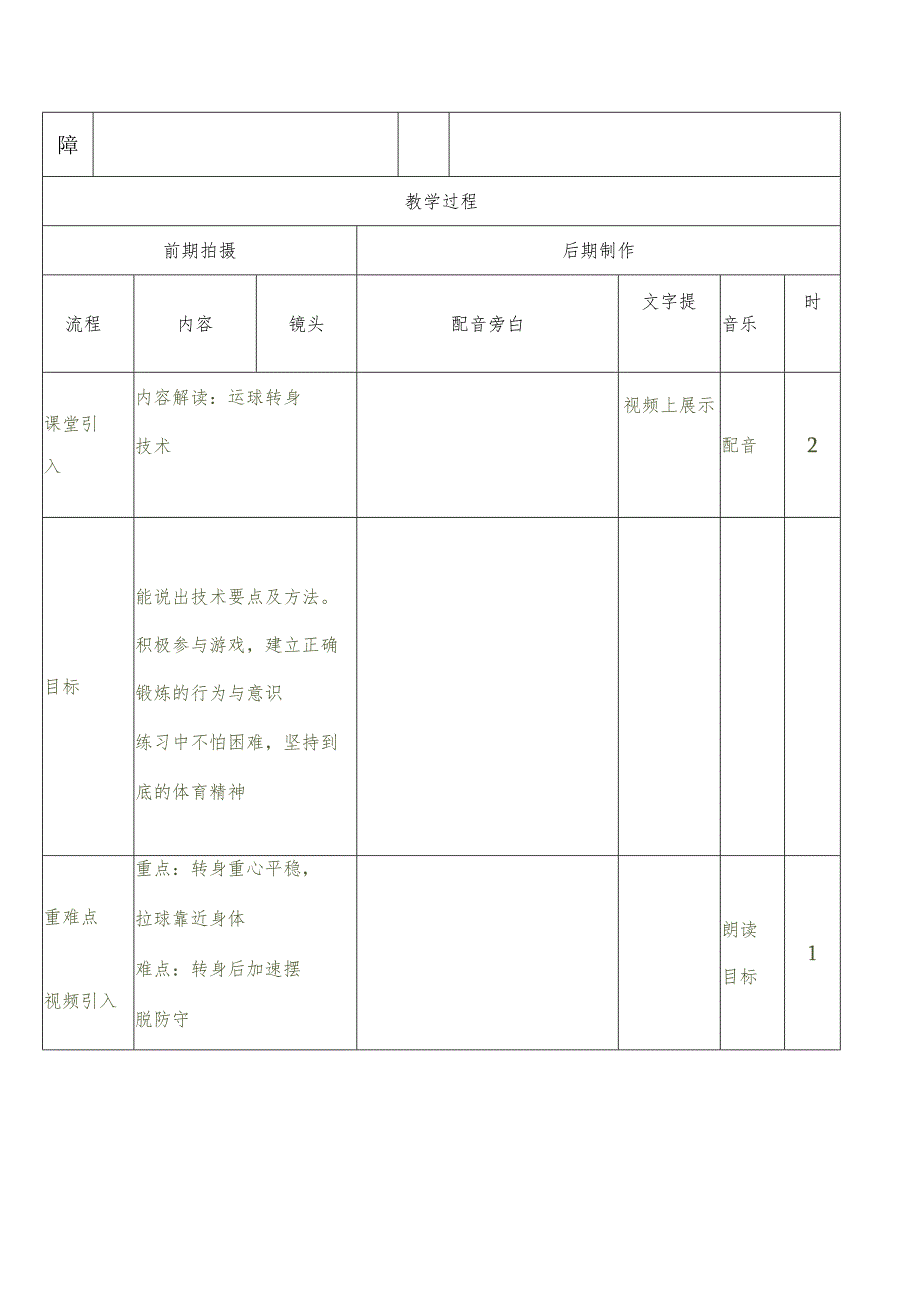 五年级体育上册珍珠球：进攻——运球转身（教案）通用版（表格式）.docx_第2页