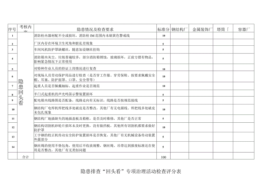 隐患排查“回头看”专项治理活动检查评分表.docx_第1页