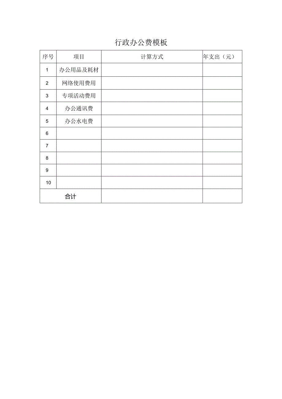 行政办公费模板.docx_第1页