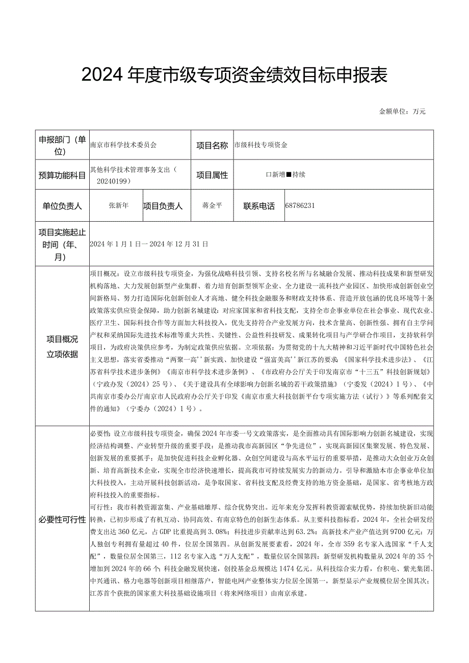 2024级专项资金绩效目标申报表.docx_第1页