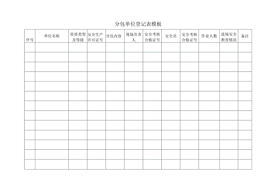 分包单位登记表模板.docx_第1页