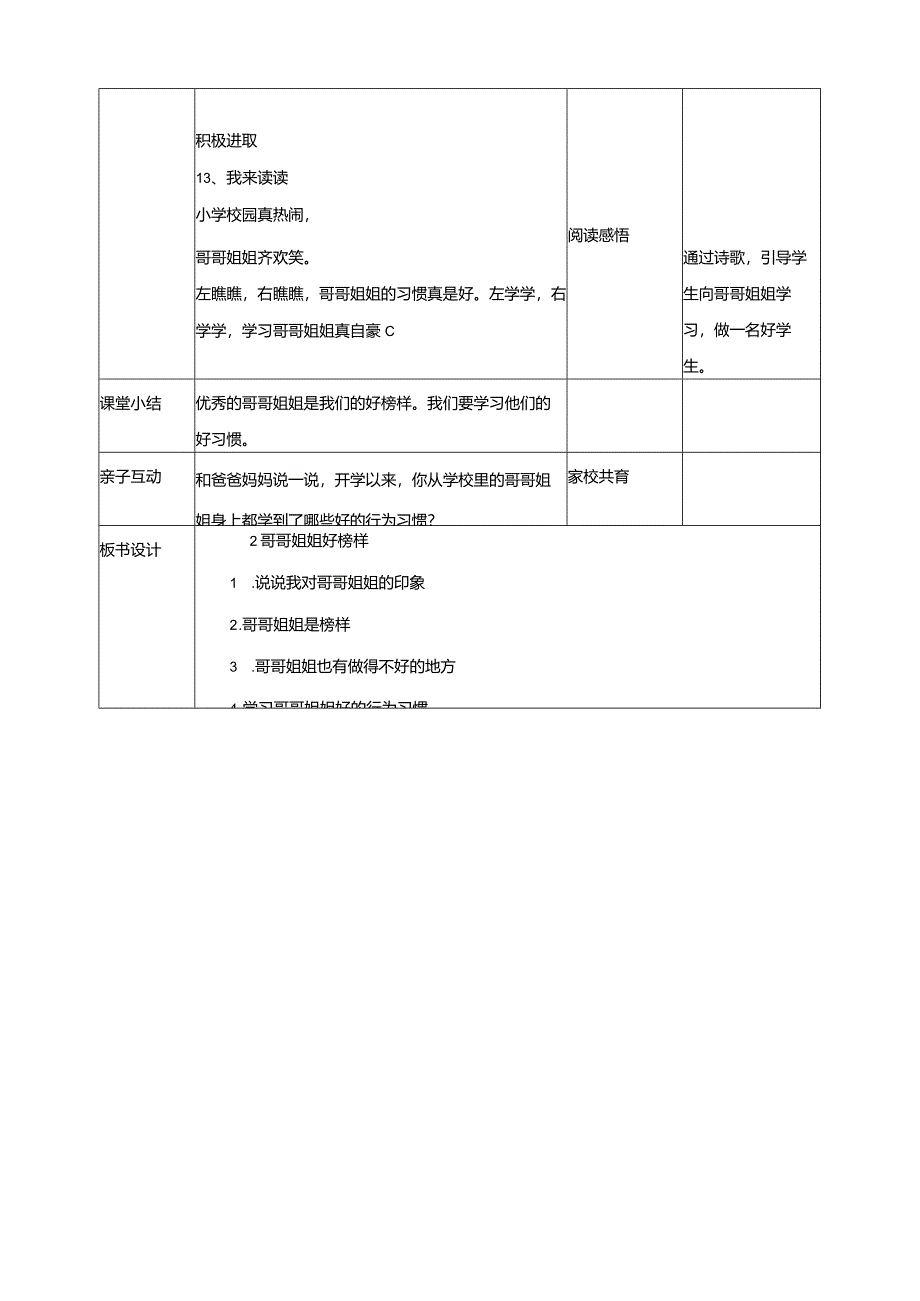 2哥哥姐姐好榜样教学设计教科版心理健康一年级下册.docx_第3页