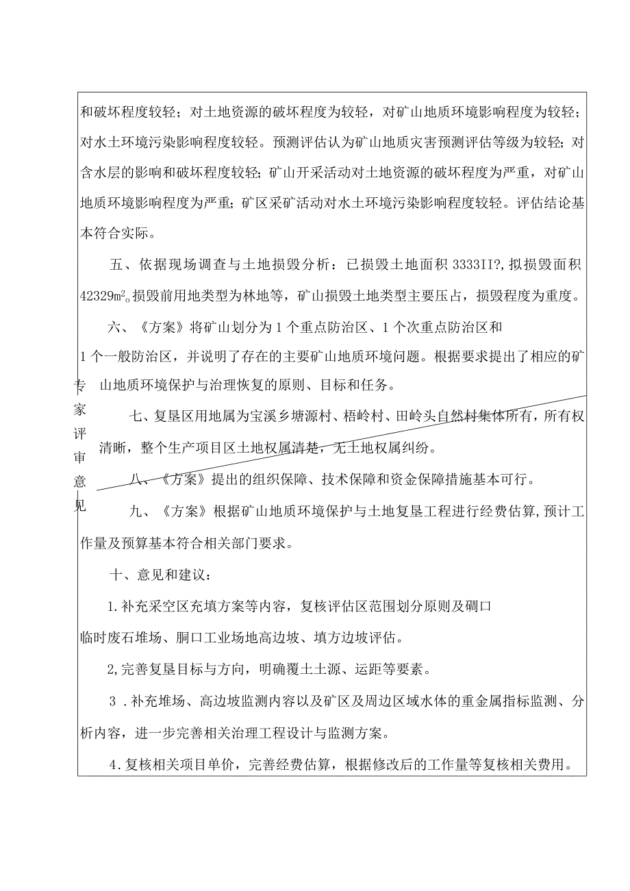 浙江省龙泉市塘上矿区铅锌多金属矿矿山地质环境保护与土地复垦方案专家意见.docx_第2页