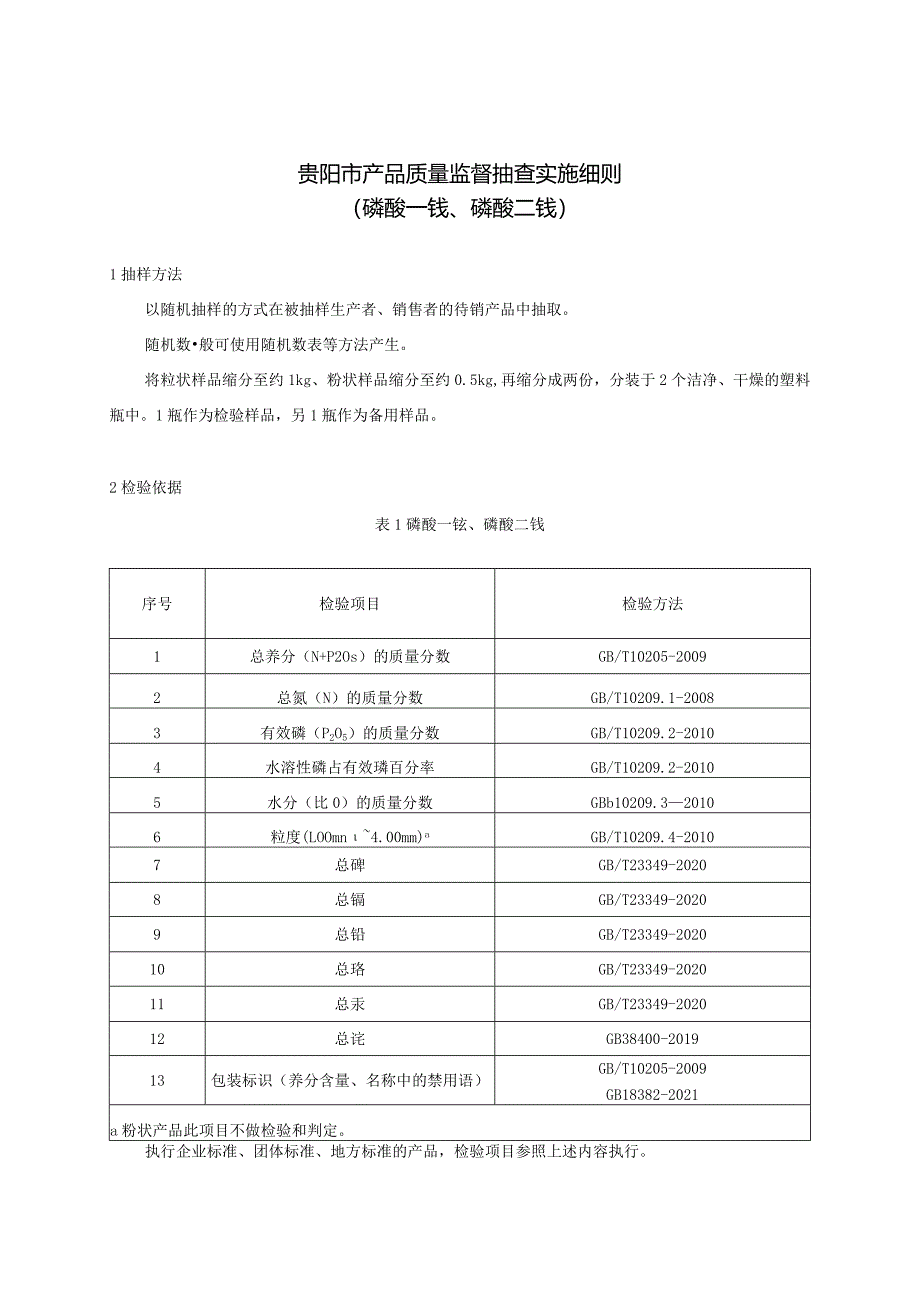 73.贵阳市产品质量监督抽查实施细则（磷酸一铵、磷酸二铵）.docx_第1页