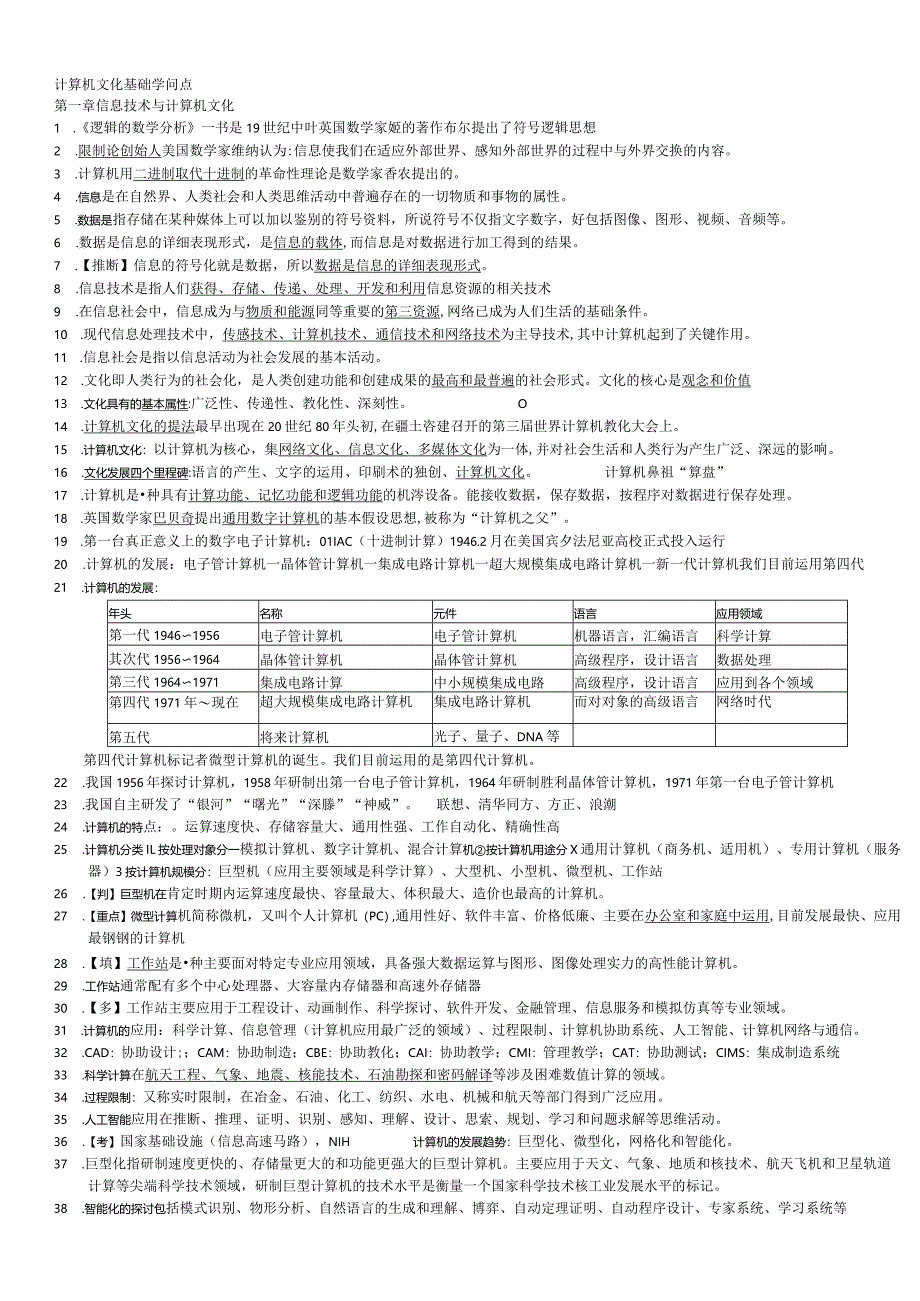 2024计算机文化基础知识点.docx_第1页