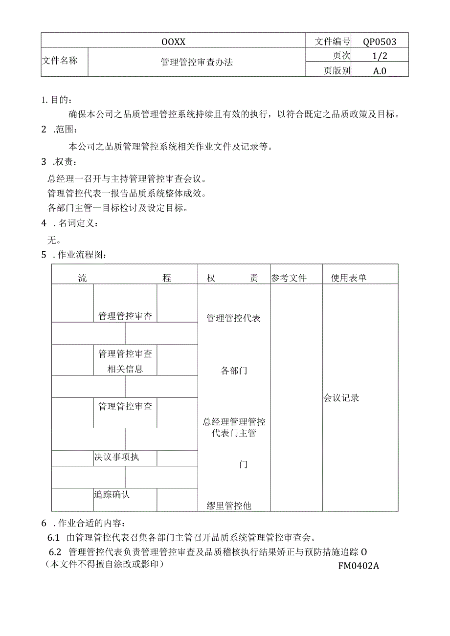 XX股份企业管理审查程序.docx_第1页