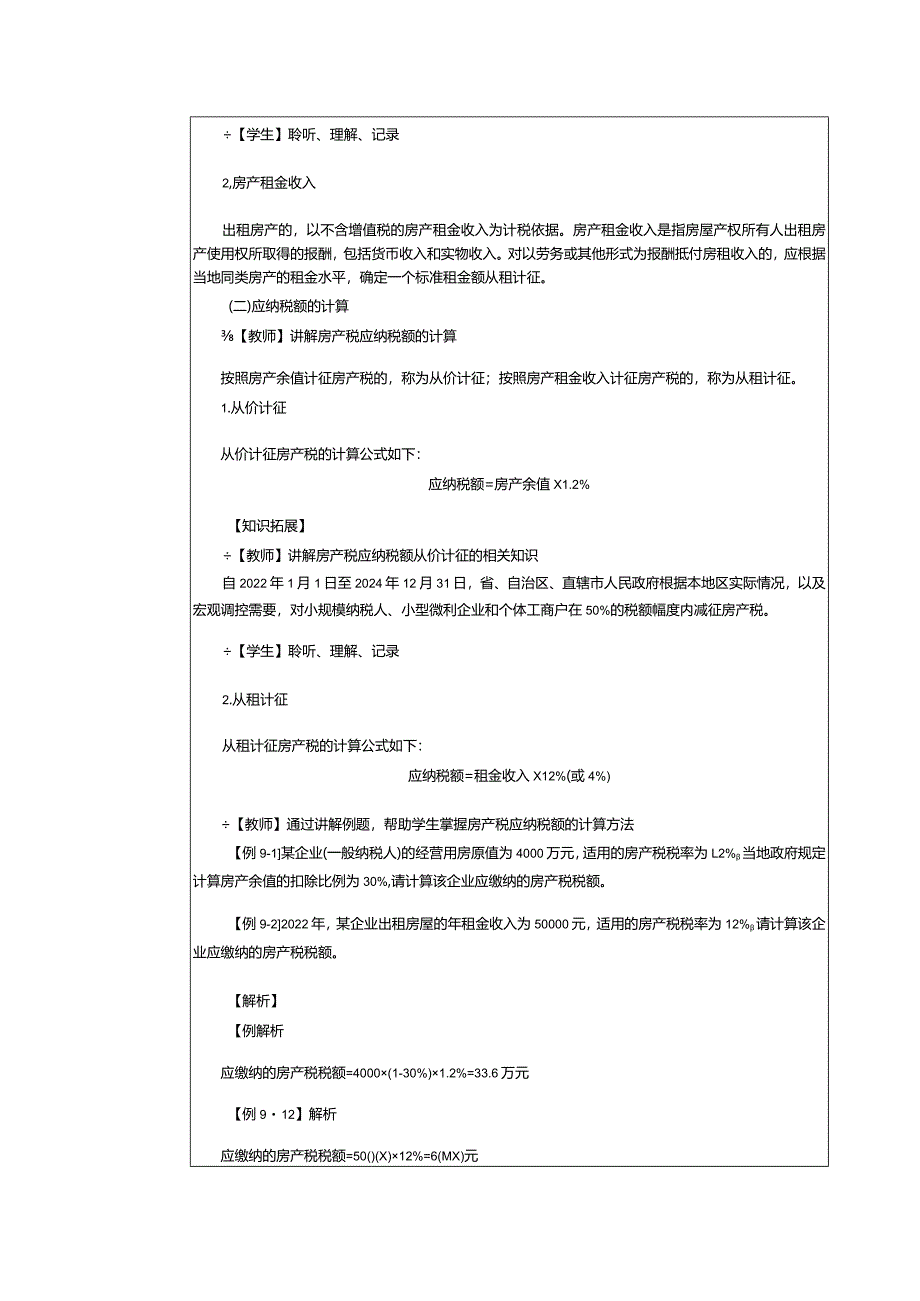 《纳税实务》教案第27课处理房产税、契税和土地增值税税务（二）.docx_第2页