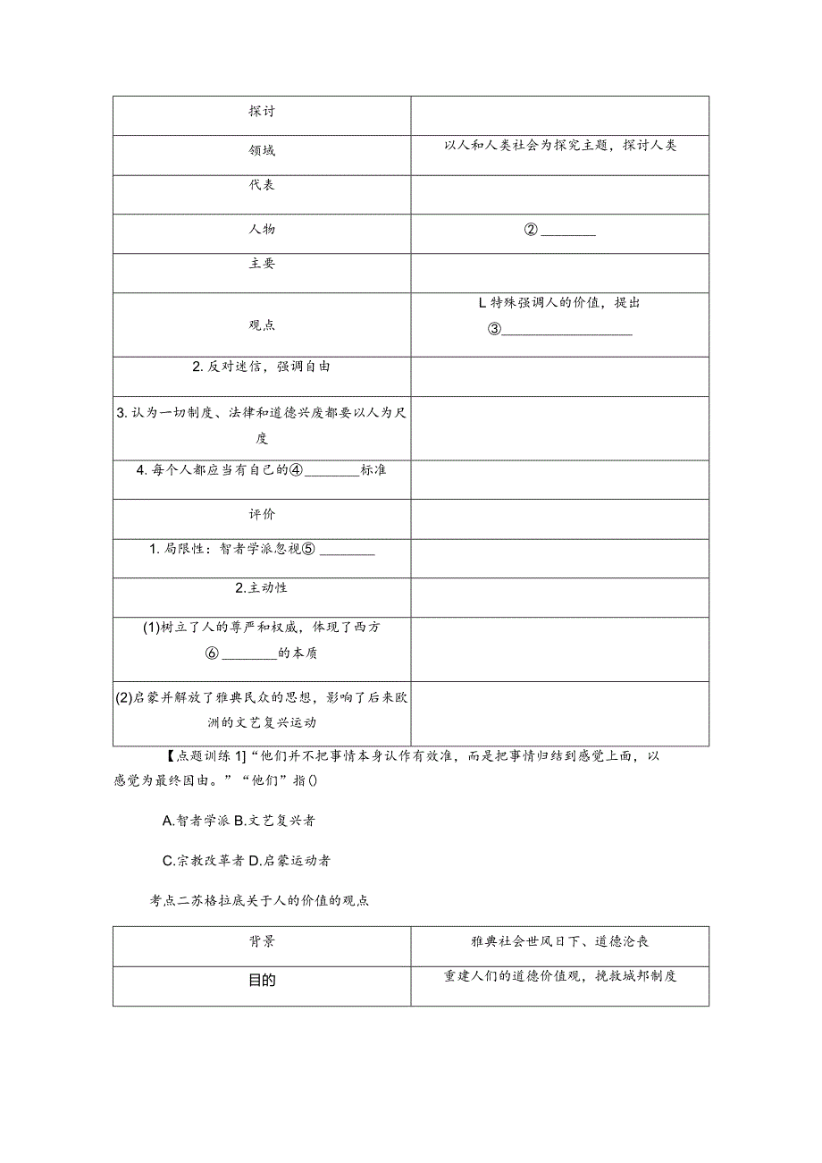 2024届一轮复习人教版（江苏专用）：第34讲西方人文主义思想的起源（学案）.docx_第2页