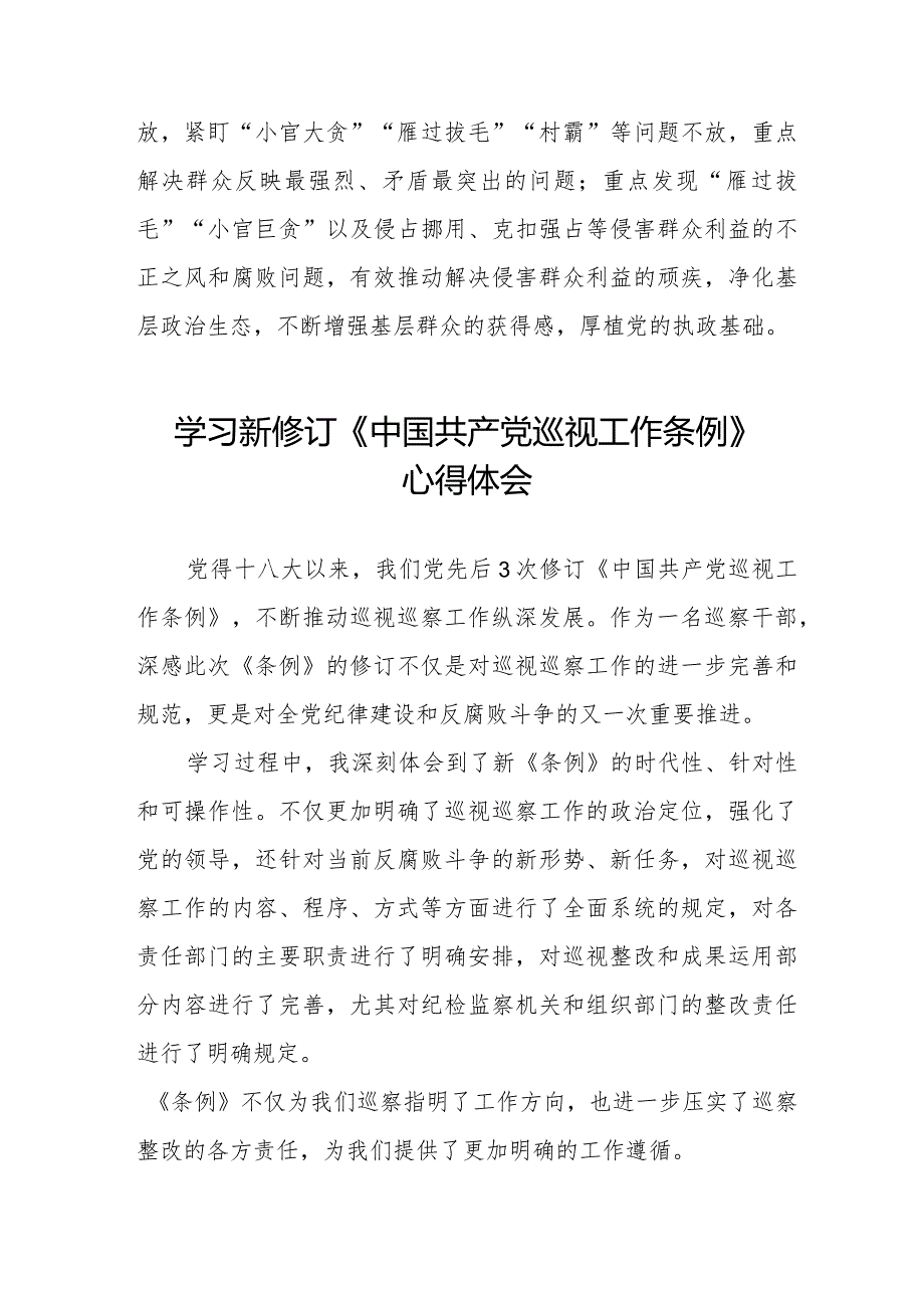 七篇2024版新修订《中国共产党巡视工作条例》学习心得体会.docx_第3页