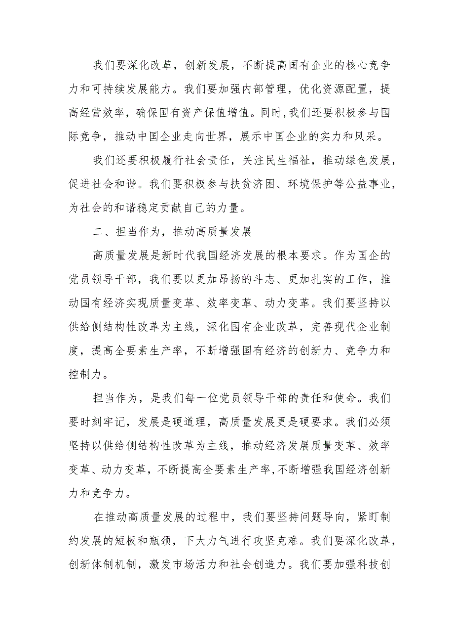 某国企党员领导干部关于“强化使命担当推动国有经济高质量发展”研讨发言提纲.docx_第2页