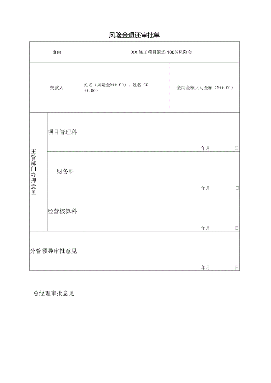 运维部项目风险金退还审批表.docx_第1页