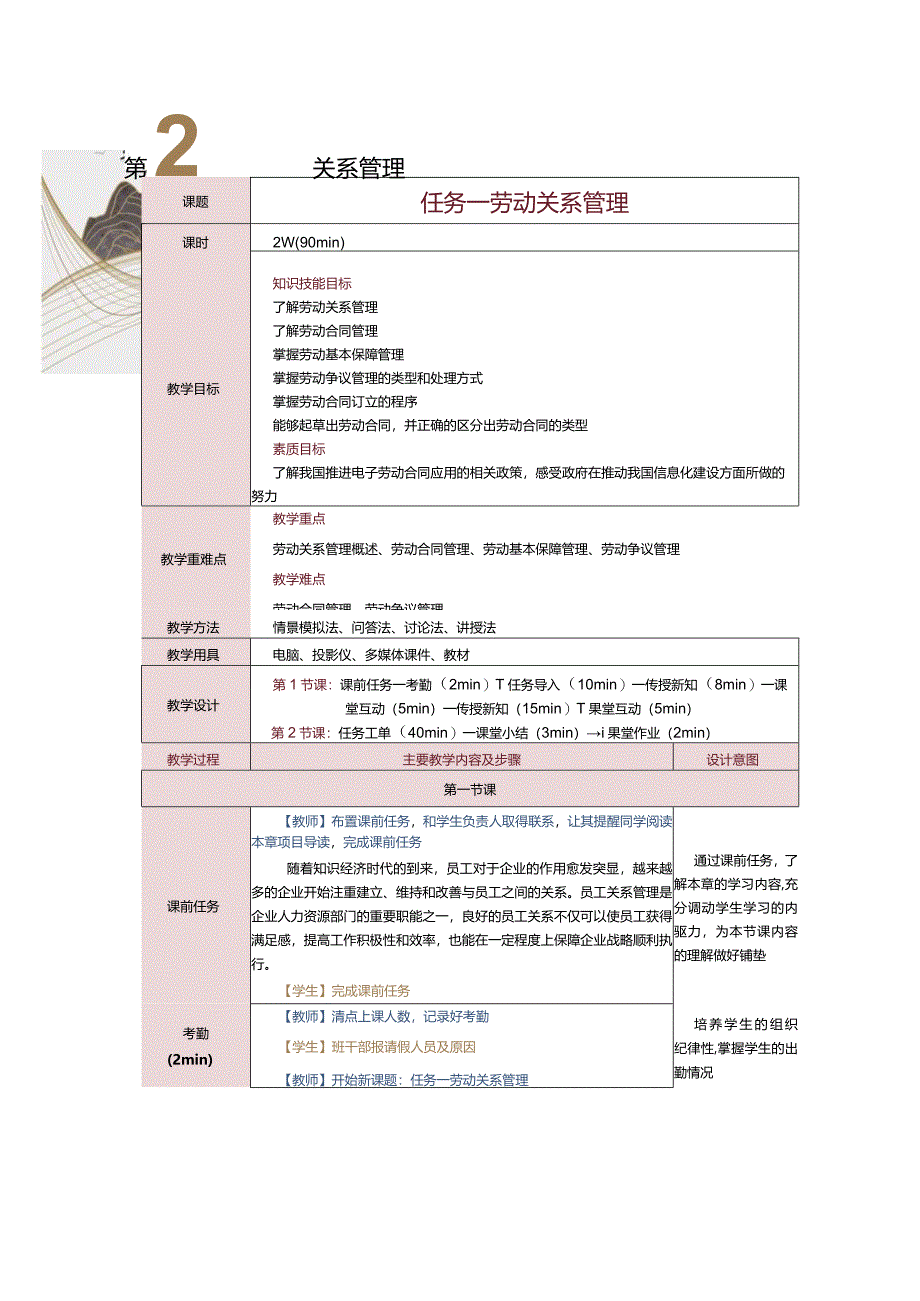 《人力资源管理》教案第26课劳动关系管理.docx_第1页