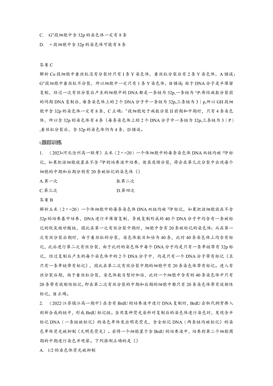 2023-2024学年人教版必修二微专题四DNA复制与细胞分裂中的染色体标记问题学案.docx_第3页