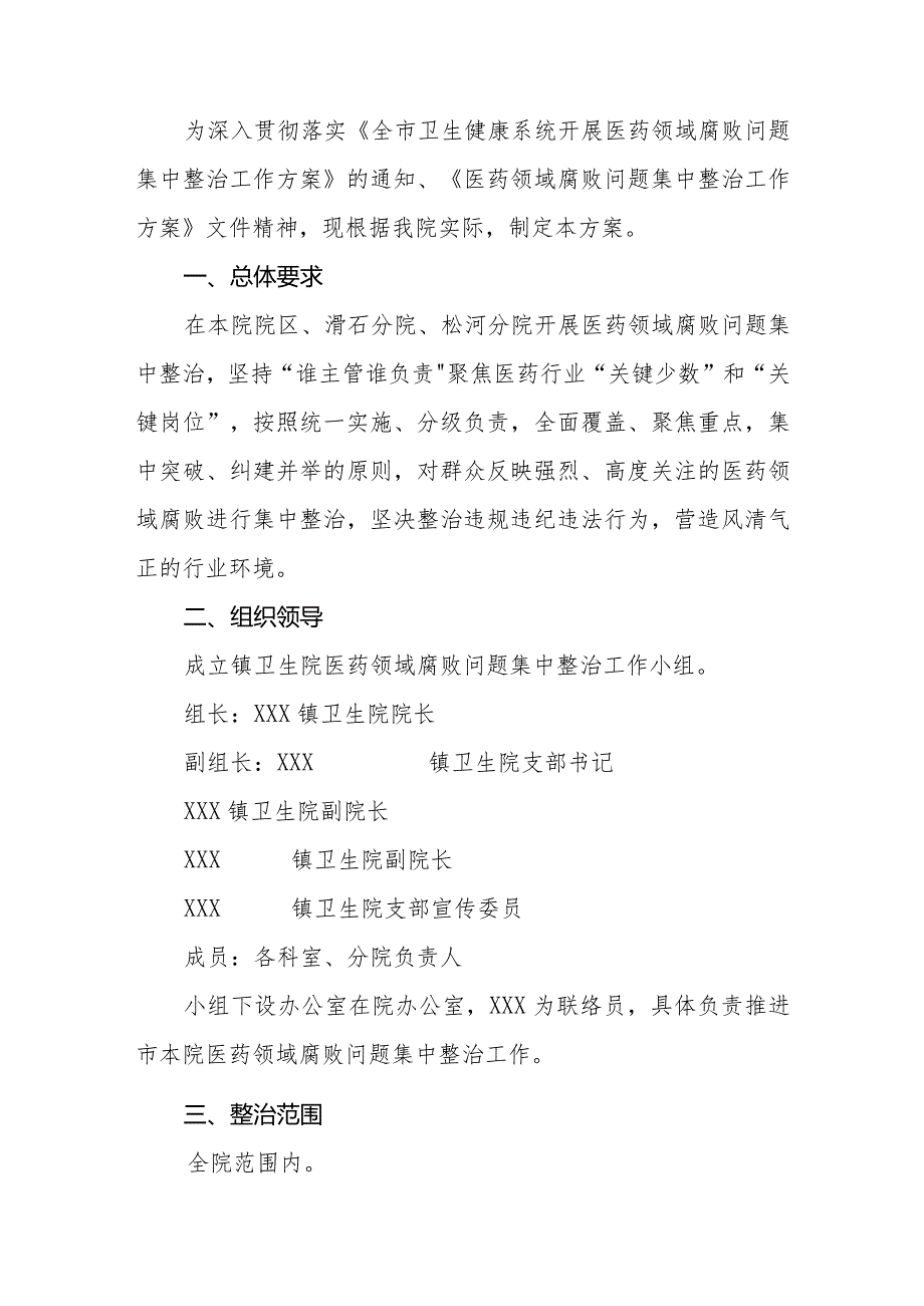 2024医院卫生院医药领域腐败问题集中整治工作方案（最新版）.docx_第2页