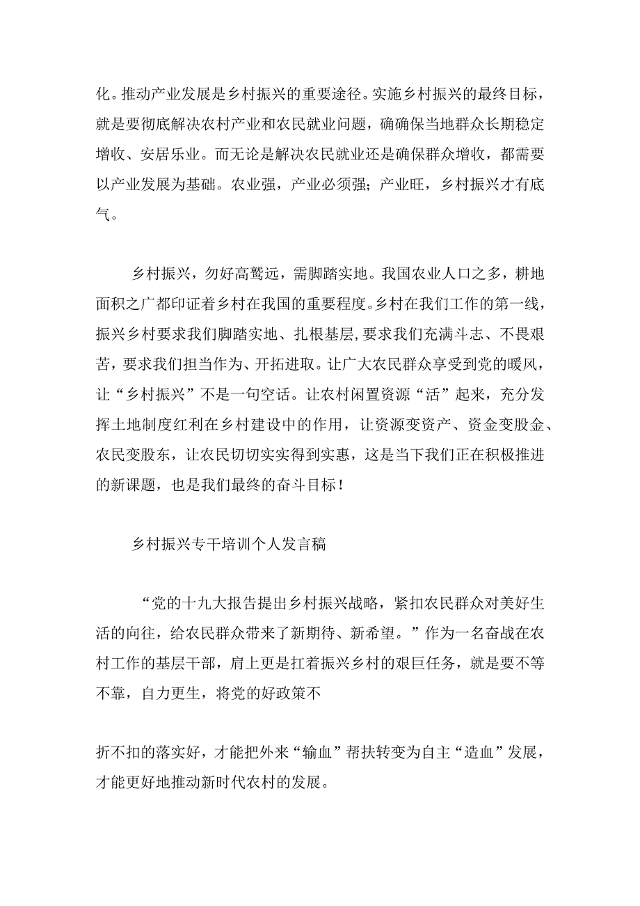 乡村振兴专干培训个人发言稿三篇.docx_第2页