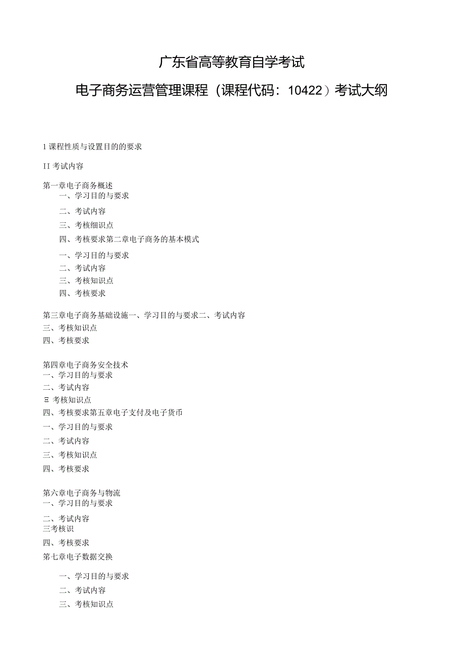 自学考试10422《电子商务运营管理》考试大纲.docx_第1页