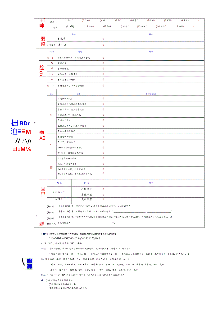 6一课一表衔接教考必修下《谏逐客书》简表编辑版文言文.docx_第1页