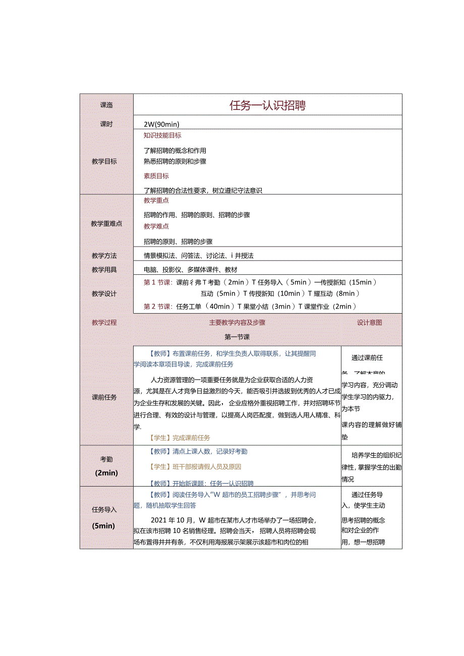 《人力资源管理》教案第11课认识招聘.docx_第1页