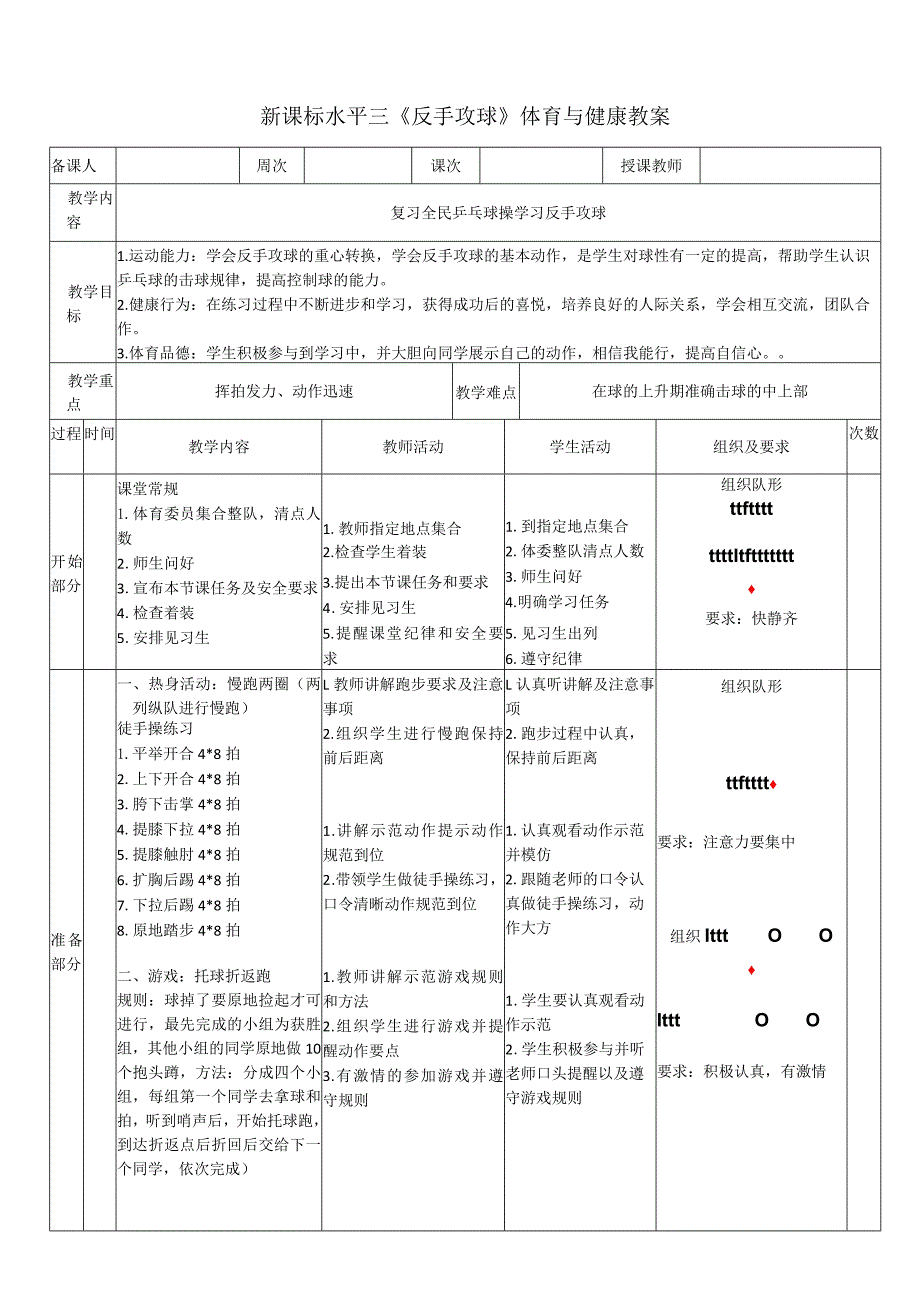 31《乒乓球反手攻球》教案模板.docx黄婉悦.docx_第1页