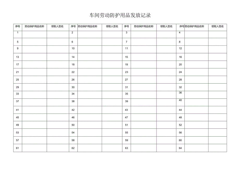 车间劳动防护用品发放记录.docx_第1页