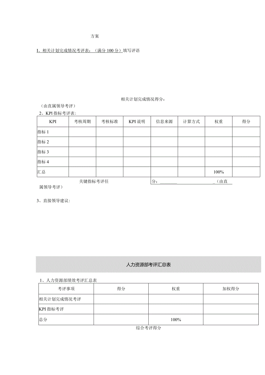 X水电开发有限企业部门经理岗位季度考评表.docx_第2页