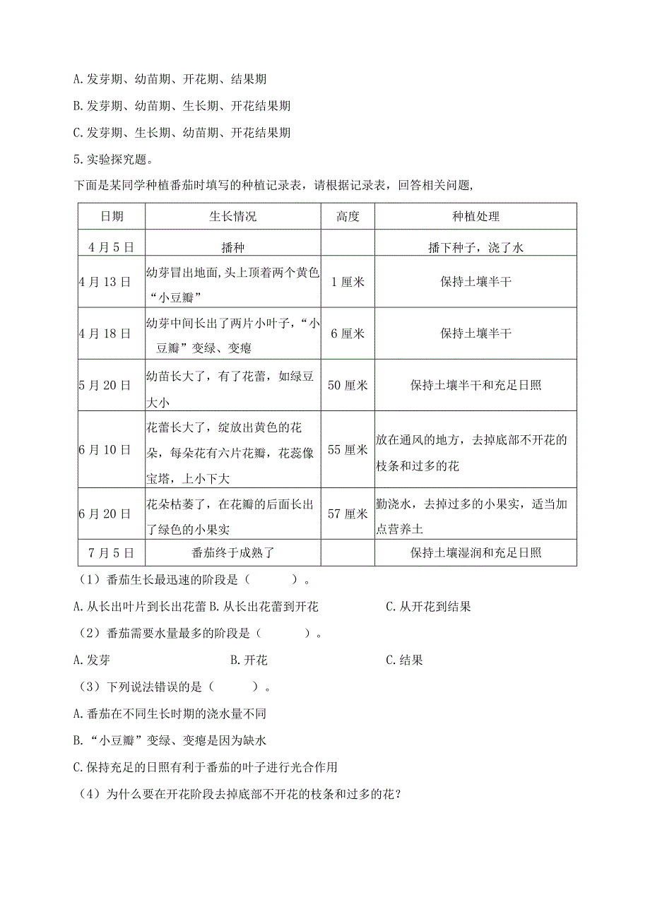 三年级科学下册（苏教版）1-4植物结果了同步练习（含答案）.docx_第2页