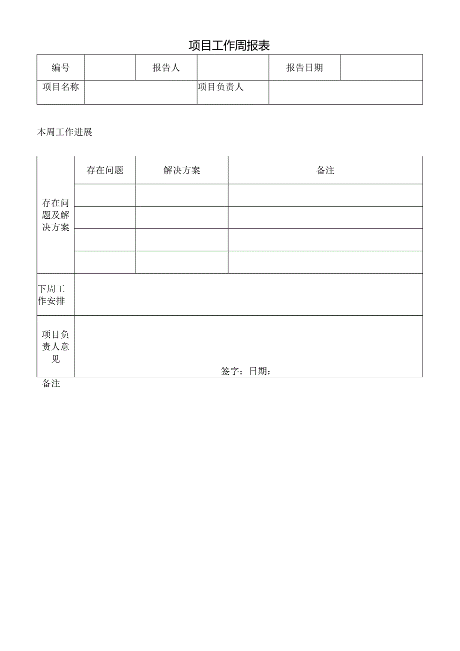 项目工作周报表.docx_第1页