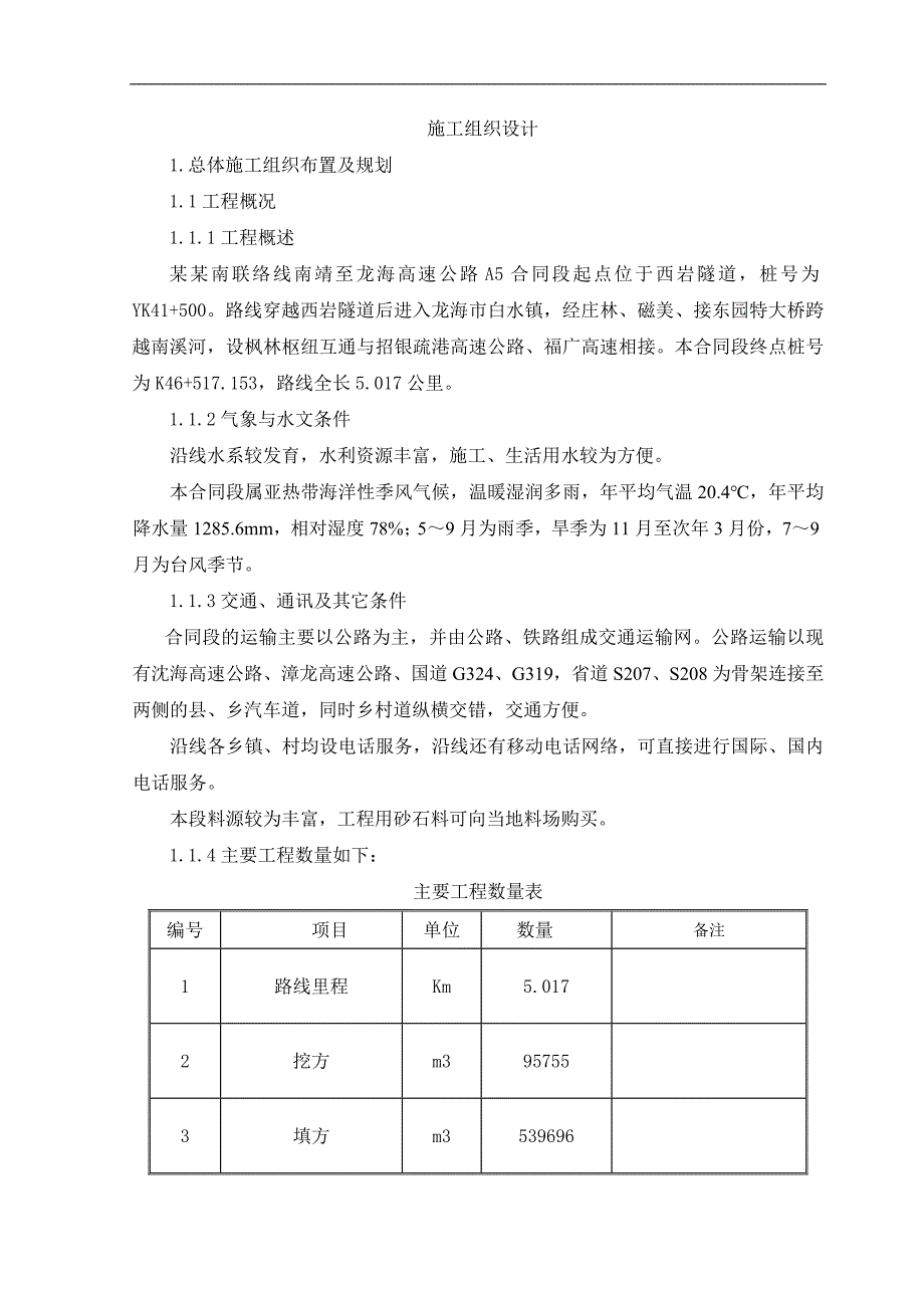 南靖至龙海高速公路施工组织设计福建公路桥隧道施工附示意图.doc_第1页