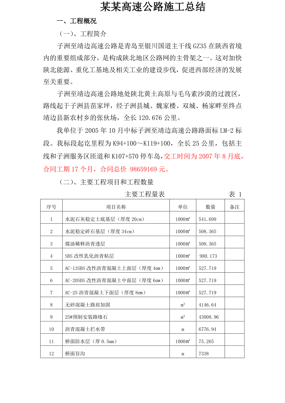 某高速公路施工工作总结.doc_第1页