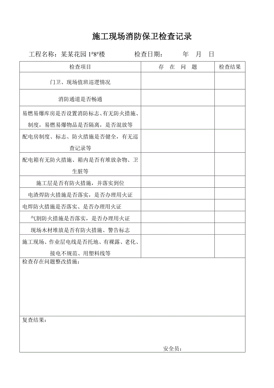 柳青花园施工现场消防保卫检查记录.doc_第2页