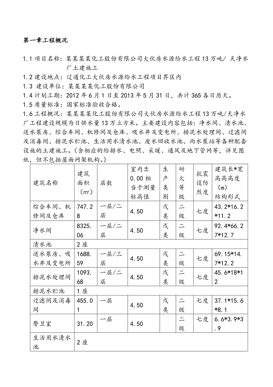 辽宁华锦通达化工股份有限公司大伙房水源给水工程13万吨天净水厂土建施工施工组织总设计.doc_第3页